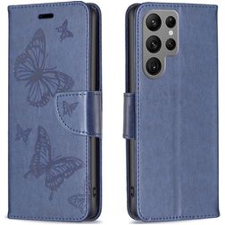 Mobigear Butterfly Housse Samsung Galaxy S24 Ultra Etui Porte-Monnaie - Bleu