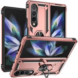 Mobigear Armor Ring Samsung Galaxy Z Fold 4 Plastique rigide Coque arrière Antichoc avec bague de maintien - Rose doré