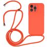 Mobigear Lanyard iPhone 14 Pro Max Coque avec cordon en Silicone - Orange