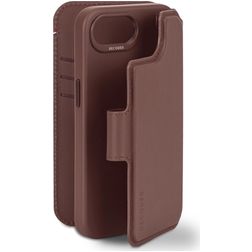Decoded Detachable Wallet Housse iPhone 16e MagSafe Etui avec Coque Détachable en Cuir Véritable Porte-Monnaie - Chocolate Brown