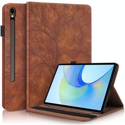 Mobigear Tree Coque Samsung Galaxy Tab S10 FE Plus Etui + Porte-crayon - Marron