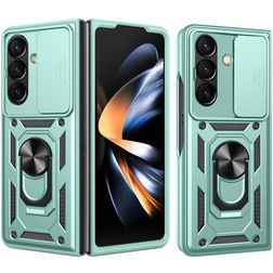 Mobigear Armor Ring Cam Slide Coque Samsung Galaxy Z Fold 8 Ultra Coque arrière Rigide Anti-Chocs avec Anneau-Support et Protecteur Lentilles - Vert