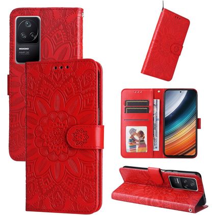 Mobigear Sunflower Housse POCO F4 Etui Porte-Monnaie - Rouge