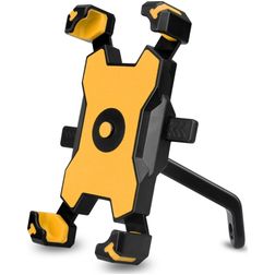 Mobigear PushHold Support Moto Rétroviseur Pince Universel - Jaune