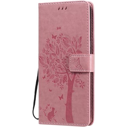 Mobigear Tree Housse LG V60 ThinQ Etui Porte-Monnaie - Rose