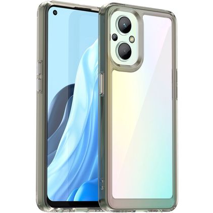 Mobigear Crystal OPPO Reno 7 Lite Plastique rigide Coque arrière - Transparent / Gris