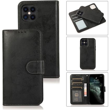 Mobigear Wallet Housse iPhone 12 Pro Etui avec Coque Détachable Porte-Monnaie - Noir