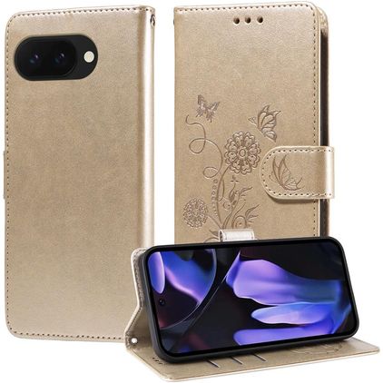Mobigear Flowers Housse Google Pixel 9a Etui Porte-Monnaie - Or