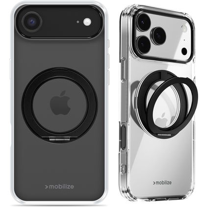 Mobilize 360 Rotating Ring Coque iPhone Air MagSafe Coque arrière Rigide avec Anneau-Support - Noir
