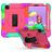Mobigear SureGrip Xtreme Coque iPad Air 5 (2022) Coque arrière en Plastique rigide,Silicone + Porte-crayon + Bandoulière + Support Amovible - Turquoise / Magenta