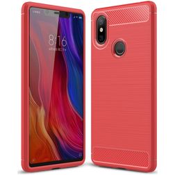 Mobigear Brushed Slim Coque Xiaomi Mi 8 SE Coque arrière en TPU Souple - Rouge