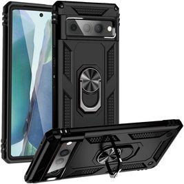 Mobigear Armor Ring Coque Google Pixel 7 Pro Coque arrière Rigide Anti-Chocs avec Anneau-Support - Noir