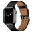 Mobigear Milano Bracelet Cuir pour Apple Watch Fermeture boucle ardillon - 42/41/40/38 mm - Noir