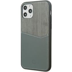 Valenta Card Slot Coque iPhone 11 Pro Coque arrière en Cuir Véritable avec Porte-Cartes - Gris