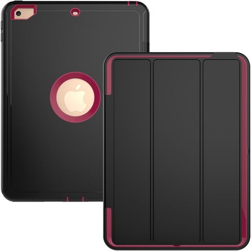 Mobigear Tri-Fold Folio Coque iPad 6 (2018) Etui - Noir / Magenta