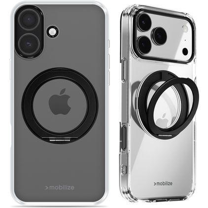 Mobilize 360 Rotating Ring Coque iPhone 17 MagSafe Coque arrière Rigide avec Anneau-Support - Noir