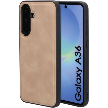 Mobiparts Classic Coque Samsung Galaxy A36 MagSafe Coque arrière en TPU,Similicuir - Moonstone Beige
