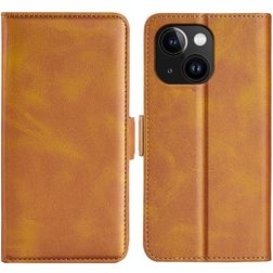 Mobigear Slim Magnet Housse iPhone 15 Etui Porte-Monnaie - Cognac