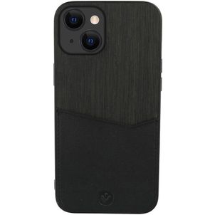 Valenta Card Slot Coque iPhone 13 Coque arrière en Cuir Véritable avec Porte-Cartes - Noir