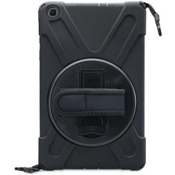 Xccess Survivor All-round Coque Samsung Galaxy Tab S6 Lite Coque arrière en Plastique rigide,Silicone + Bandoulière + Support Amovible - Noir