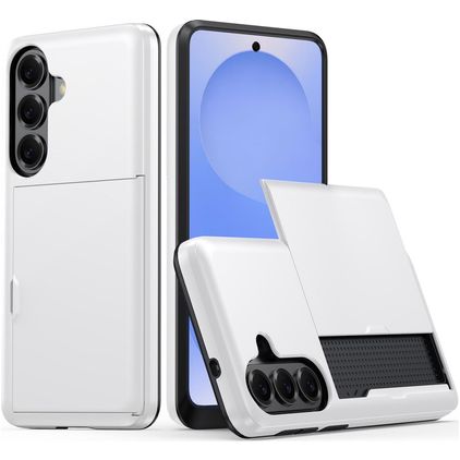 Mobigear Card Samsung Galaxy S26 Plastique rigide Coque arrière Antichoc avec porte-cartes - Blanc