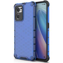 Mobigear Honeycomb Coque OPPO Find X5 Lite Coque arrière Rigide Anti-Chocs - Bleu