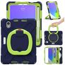 Mobigear RingGuard Coque iPad Mini 6 (2021) Coque arrière en Plastique rigide,Silicone + Porte-crayon + Bandoulière + Support Amovible - Bleu / Vert