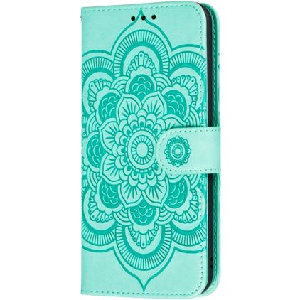 Mobigear Mandala Housse Motorola One Hyper Etui Porte-Monnaie - Turquoise