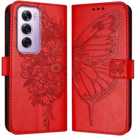 Mobigear Butterfly Housse OPPO Reno 12 Pro Etui Porte-Monnaie - Rouge