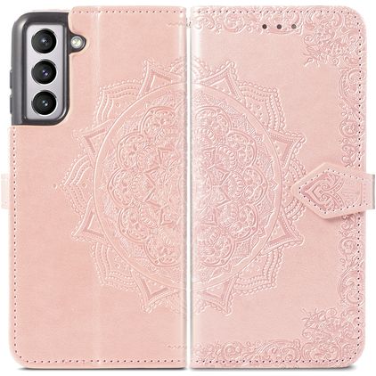 Mobigear Mandala Housse Samsung Galaxy S21 FE Etui Porte-Monnaie - Rose doré