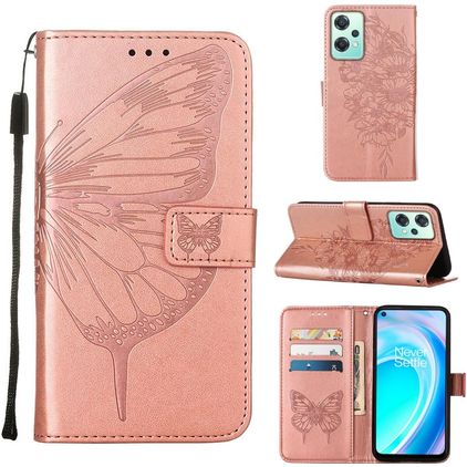 Mobigear Butterfly Housse Realme 9 5G Etui Porte-Monnaie - Rose doré
