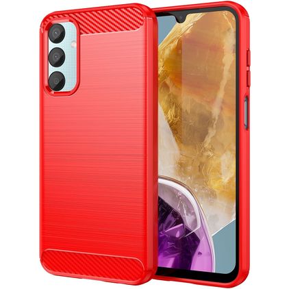 Mobigear Brushed Slim Coque Samsung Galaxy M15 Coque arrière en TPU Souple - Rouge