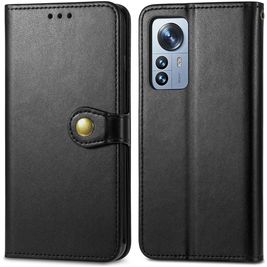 Mobigear Snap Button Housse Xiaomi 12 Pro Etui Porte-Monnaie - Noir