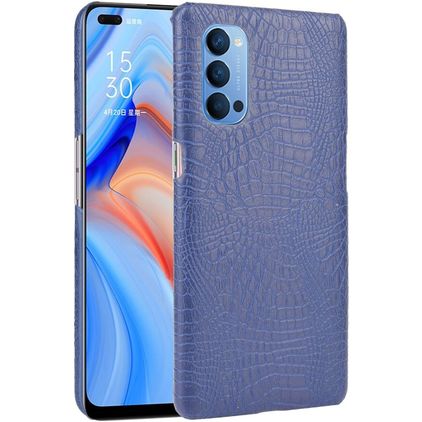 Mobigear Croco Coque OPPO Reno 4 Coque arrière Rigide - Bleu