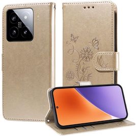 Mobigear Flowers Housse Xiaomi 15 Etui Porte-Monnaie - Or