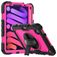 Mobigear SureGrip Xtreme Coque iPad Mini 7 (2024) Coque arrière en Plastique rigide,Silicone + Porte-crayon + Bandoulière + Support Amovible - Noir / Rose