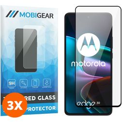 Mobigear Premium Motorola Edge 30 Verre trempé Protection d'écran - Compatible coque - Noir (Lot de 3)