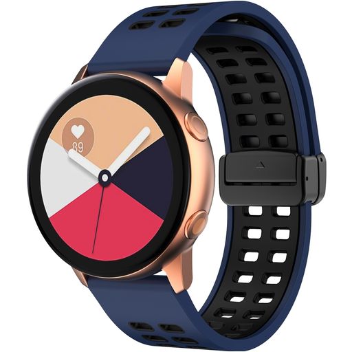 Mobigear Sport Plus Mag Bracelet Silicone Smartwatch Fermeture magnétique - Connexion universelle de 22 mm - Noir / Dark Blue