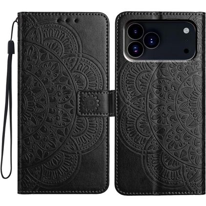 Mobigear Mandala iPhone 18 Pro Max Étui Portefeuille - Noir