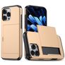 Mobigear Card Coque iPhone 16 Pro Max Coque arrière Rigide Anti-Chocs avec Porte-Cartes - Or