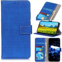 Mobigear Croco Housse Motorola Moto E22 Etui Porte-Monnaie - Bleu
