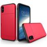 Mobigear Card Coque iPhone X Coque arrière Rigide Anti-Chocs avec Porte-Cartes - Rouge