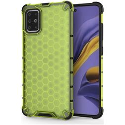 Mobigear Honeycomb Coque Samsung Galaxy A51 Coque arrière Rigide Anti-Chocs - Vert