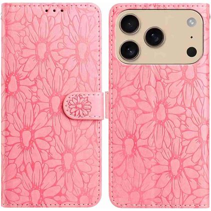 Mobigear Flowers Housse iPhone 17 Pro Etui Porte-Monnaie - Rose