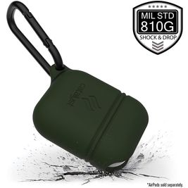 Catalyst Waterproof Coque Apple AirPods 1 Coque Imperméable en Silicone Souple - Vert foncé