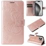 Mobigear Butterfly iPhone 16 Pro Max Étui Portefeuille - Rose doré