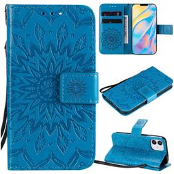 Mobigear Sunflower Housse iPhone 12 Mini Etui Porte-Monnaie - Bleu
