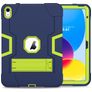 Mobigear ShieldStand Coque iPad 10 (2022) Coque arrière en Plastique rigide,Silicone + Support Amovible - Vert / Bleu Marin