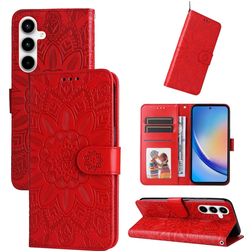 Mobigear Sunflower Housse Samsung Galaxy A35 Etui Porte-Monnaie - Rouge