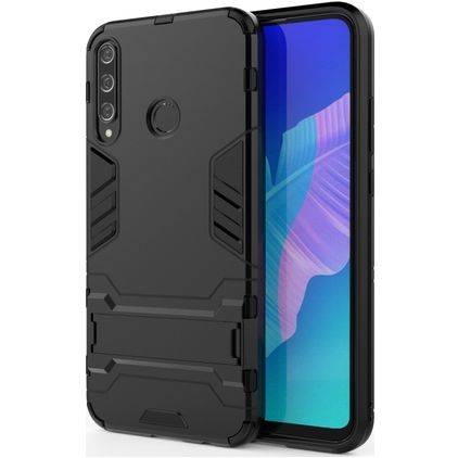 Mobigear Armor Stand Coque Huawei P40 Lite E Coque arrière Rigide Anti-Chocs avec Support Amovible - Noir